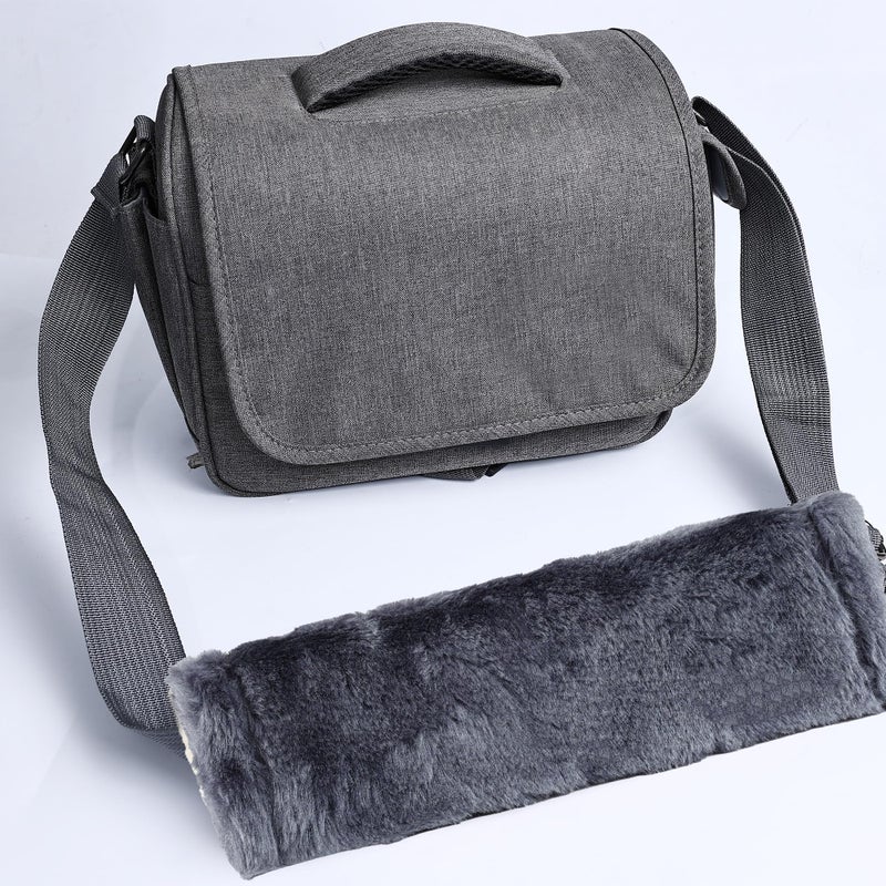 MOONET 2 Packs Car Seatbelt Covers Shoulder Pad for More Comfortable Driving, Universal Seat Belt Cover for Handbag Camera Backpack Straps, Soft Faux Sheepskin Wool Seat Belt Cushion (Dark Gray) - Image 3